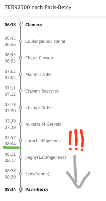 Train times Laroche-Migennes - Paris