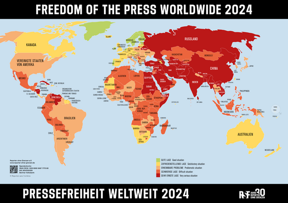 World map of press freedom 2024