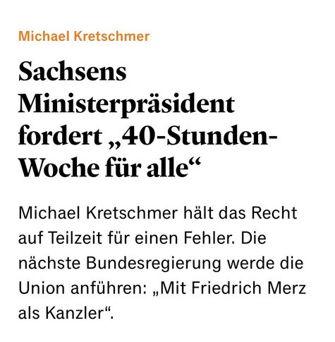 Screenshot vom verlinkten Handelsblatt-Interview mit Sachsens Ministerpräsident Kretschmer