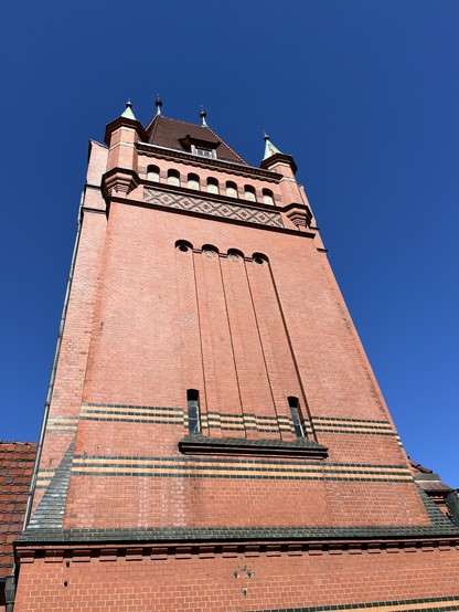 Red brick tower by the bridge 