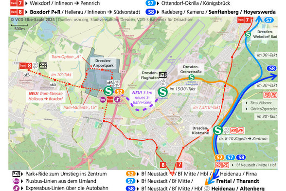 Kartenausschnitt mit Darstellung der vorgesehenen Verkehrsanbindungen.