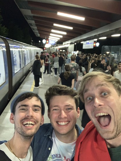 Flo, Philipp and I are excited after the Troye Sivan concert heading to the U-Bahn.