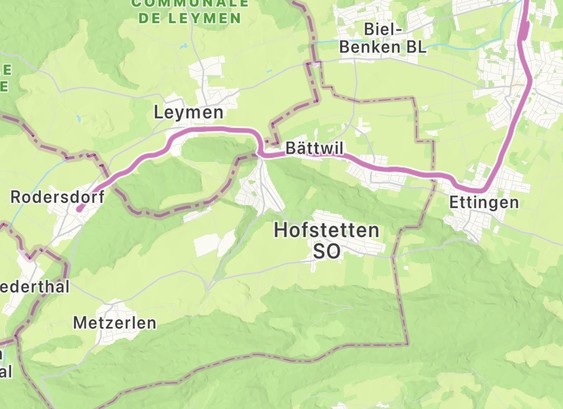 Tram map Ettingen - Leymen - Rodersdorf 
