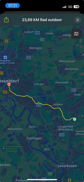 Gefahrene Strecke zwischen Solingen und Düsseldorf 