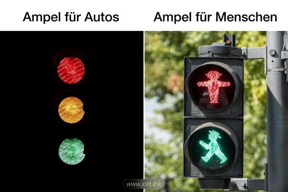 Ampel für Autos Ampel für Menschen - 