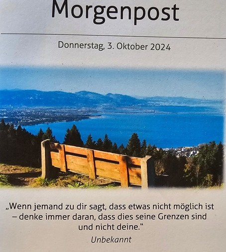 LN e B Donnerstag, 3. Oktober 2024 .Wenn jemand zu dir sagt, dass etwas nicht moglich ist — denke immer daran, dass dies seine Grenzen sind und nicht deine.