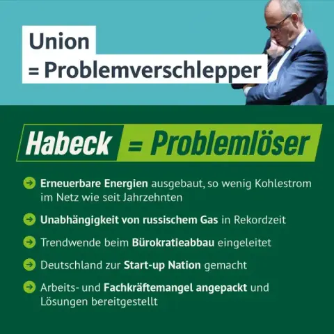 Plakat mit folgendem Text:
Union = Problemverschlepper

Habeck = Problemlöser

- Erneuerbare Energien ausgebaut, so wenig Kohlestrom
im Netz wie seit Jahrzehnten

- Unabhängigkeit von russischem Gas in Rekordzeit

- Trendwende beim Bürokratieabbau eingeleitet

- Deutschland zur Start-up Nation gemacht

- Arbeits- und Fachkraftemangel angepackt und
Lösungen bereitgestellt

Im Hintergrund sieht man ein Bild von Friedrich Merz.