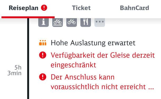 Screenshot mit der beschriebenen Meldung aus dem DB-Navigator. 