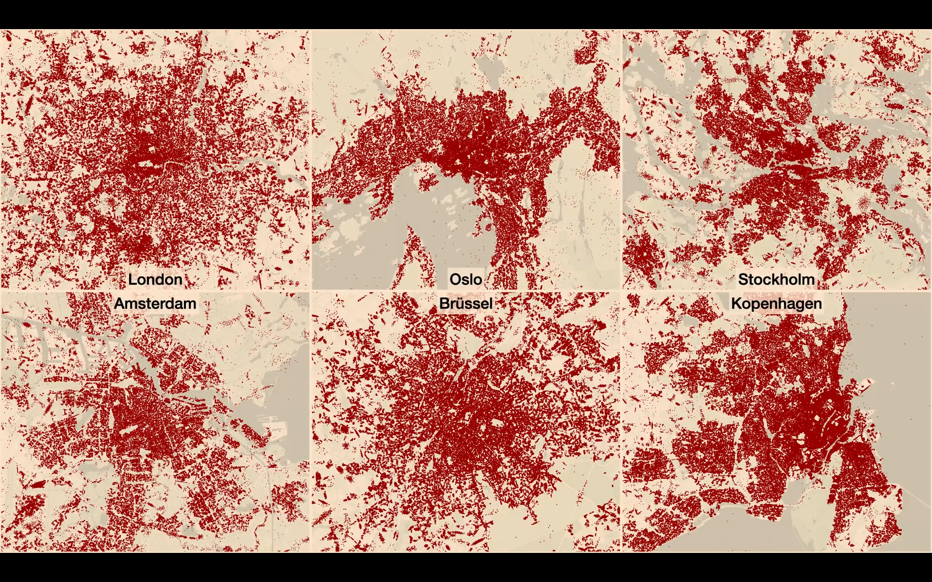 Geodaten von VW-Kund:innen in London, Oslo, Stockholm, Amsterdam, Brüssel und Kopenhagen.